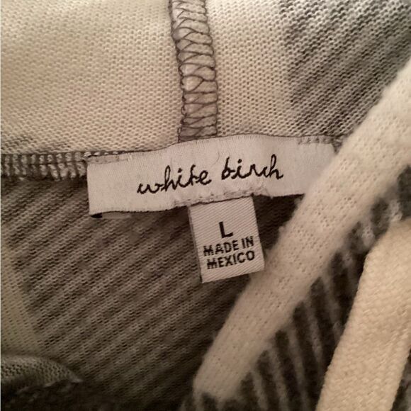 WHITE BIRCH SIZE LARGE GRAY BUFFALO PLAID LIGHTWEIGHT PULLOVER HOODIE SWEATER - Picture 5 of 6
